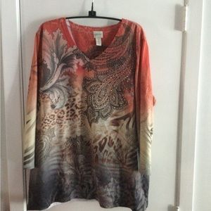 Chicos Zenergy multicolored vneck top.